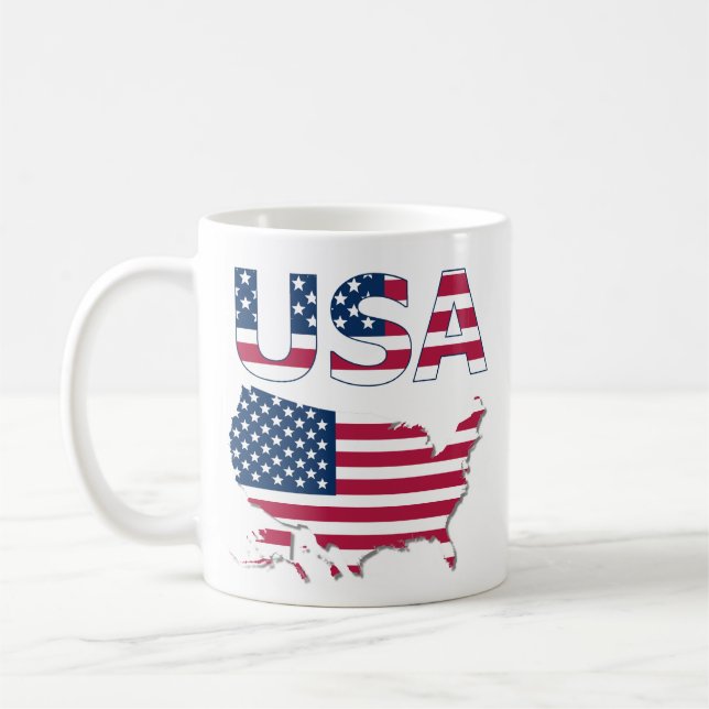 Mug États-Unis patriotique Lettres & Carte sur le drap (Gauche)