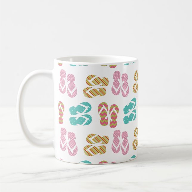 Mug Été amusant pastel flip flop sandpper sandpper mot (Gauche)