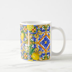 Mug Été, Carreaux siciliens, agrumes, oranges, majolic
