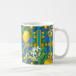 Mug Été, Carreaux siciliens, agrumes, oranges, majolic