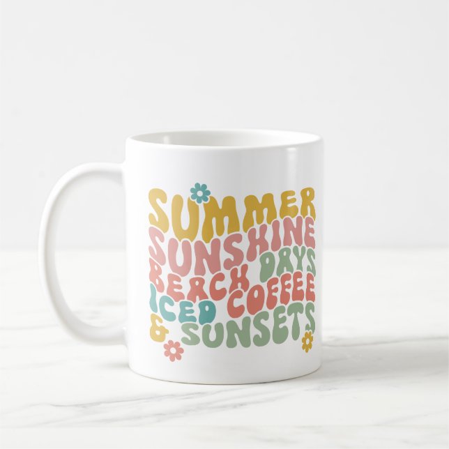 Mug Été Dit Plage Rétro Couchers de soleil de café gla (Gauche)