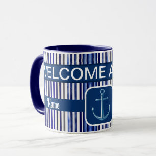 Mug Été Moderne Marine Blue Boat Stripes Collection