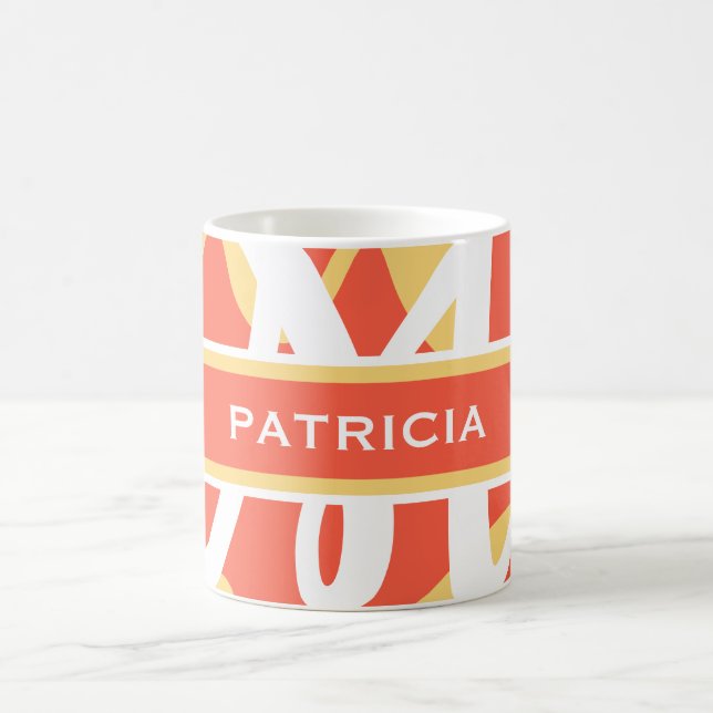 Mug Été Orange blanc Monogramme personnalisé (Centre)
