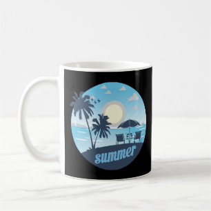 Mug Été, Soleil, Plage, Chaises, Parapluie & Palmiers