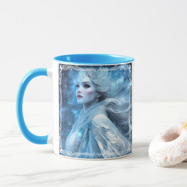 Mug Ethereal Frozen Neige Queen Imaginaire Art (Avec donut)