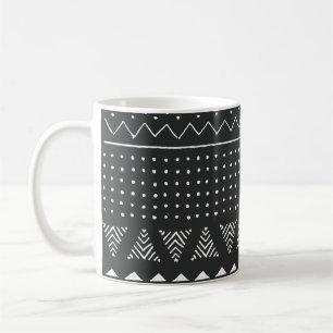 Mug Ethnie tribale : motif noir blanc.