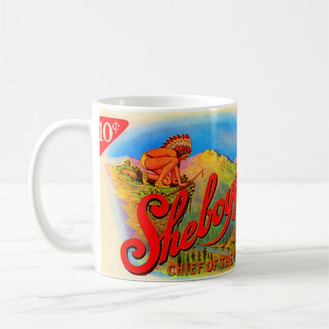 Mug étiquette à cigares Sheboygan dans les années 1920 (Gauche)