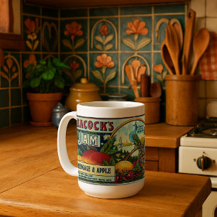 Mug Étiquette de confiture de marque Peacock vintage