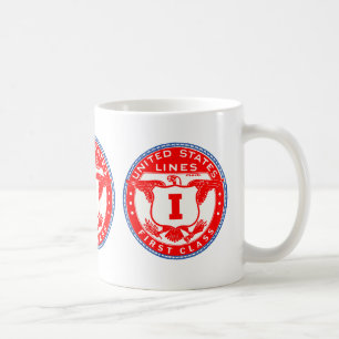 Mug Étiquette de première classe des lignes des États-
