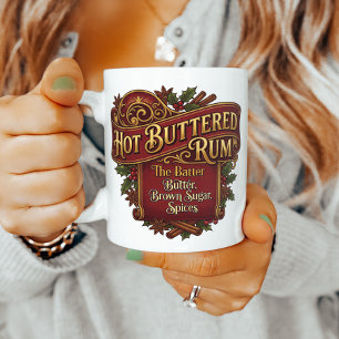 Mug Étiquette de recette vintage de rhum au beurre cha