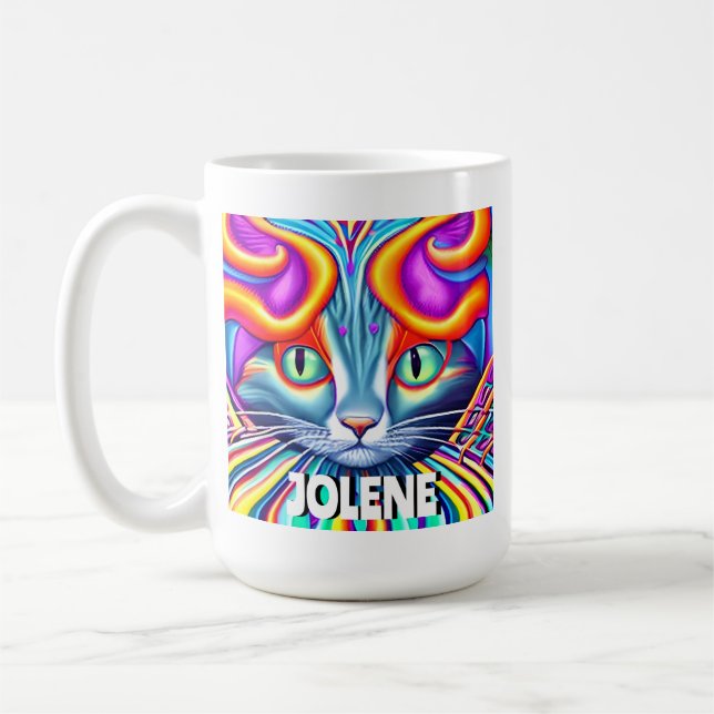Mug Étiquette personnalisé | Chat Kitty Mystique uniqu (Gauche)