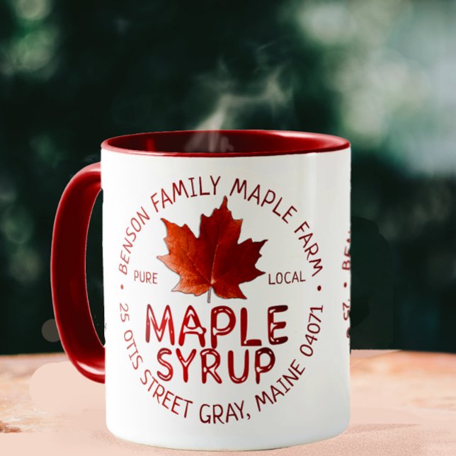 Mug Étiquette sirop d'érable avec feuille d'érable à s (Créateur téléchargé)