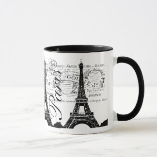 Mug Étiquette vintage Paris & Tour Eiffel