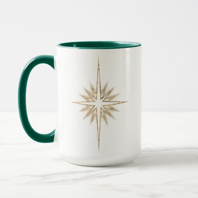 Mug Étoile de la Nativité de Bethléem Vert Noël Script (Gauche)