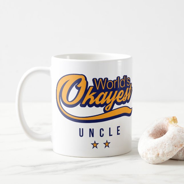 Mug Étoiles d'oncle With deux d'Okayest du monde bleu (Avec donut)