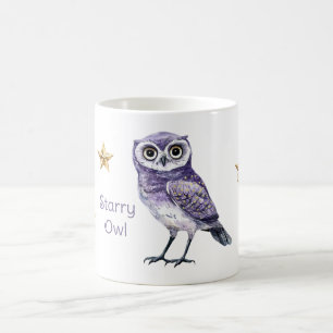 Mug Étoiles d'or de hibou violet