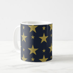 Mug Etoiles d'or sur bleu marine - Élégant et intempor