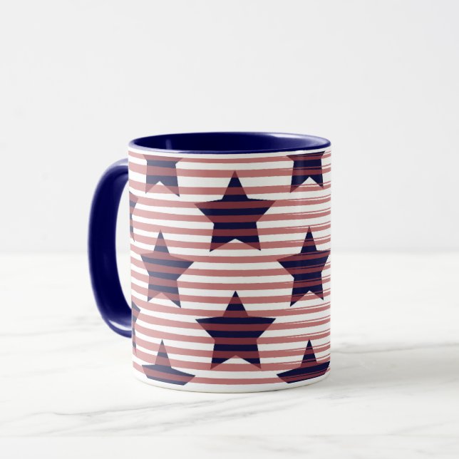 Mug Étoiles et rayures 4 juillet Amérique chic (Devant gauche)