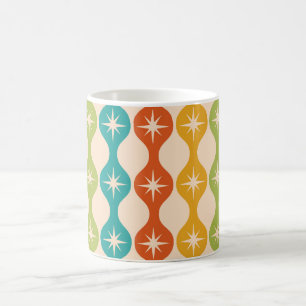 Mug Étoiles rétro du milieu du siècle sur motif ogee 