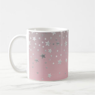 Mug Étoiles roses et grises élégantes et chic modernes