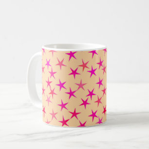 Mug Étoiles satinées, nuances de rose sur fond pêche