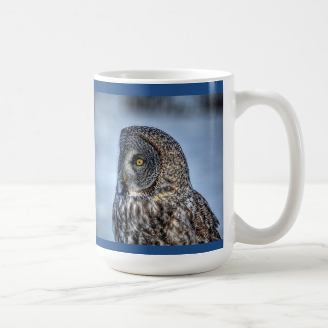 Mug Être assis Grand Chouette gris et Rapporteur de la (Droite)