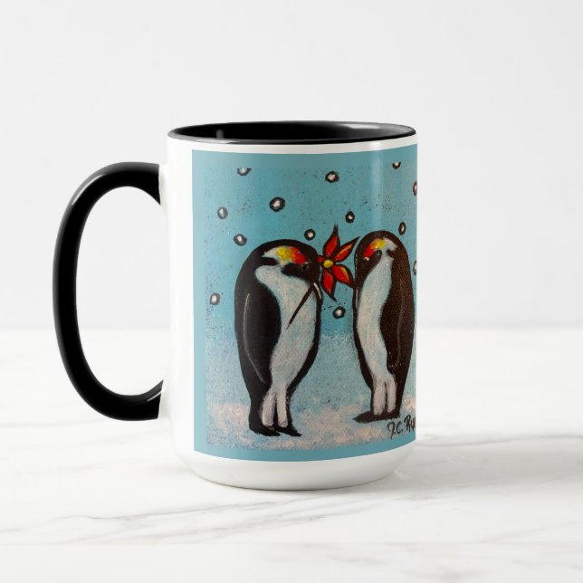Mug Être comme Penguin Amour Whimsical Art (Gauche)