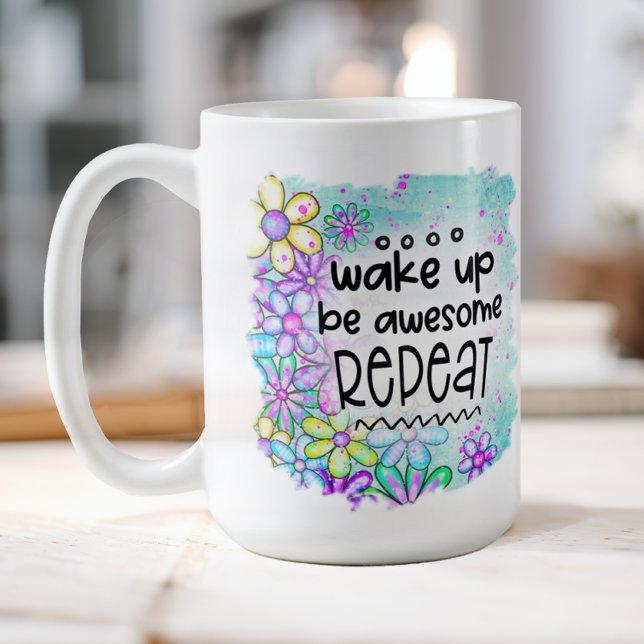 Mug Être génial (A fun, floral motivational coffee mug that reminds you that you are awesome.)