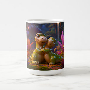 Mug Étreinte mystique de dinosaures lumineux