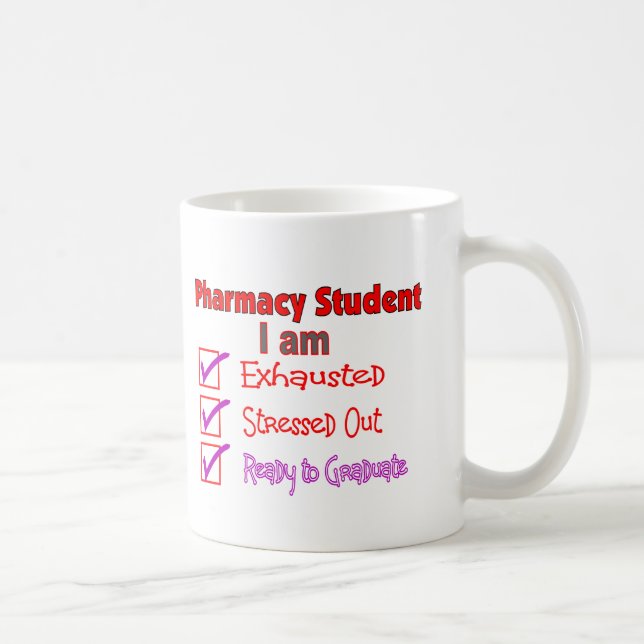 Mug Étudiant de pharmacie "soumis à une contrainte," (Droite)