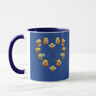 Mug - EU Flag Inspired Heart of Bees – Cute Unity