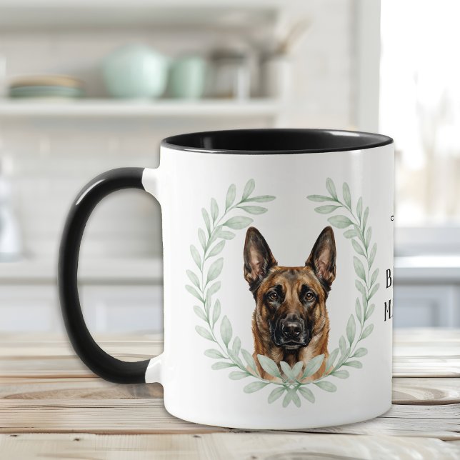 Mug Eucalyptus Wreath Belgian Malinois Dog Monogram (Créateur téléchargé)