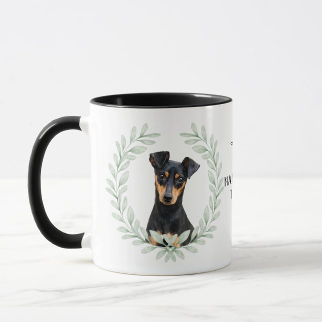 Mug Eucalyptus Wreath Manchester Terrier Monogram (Gauche)