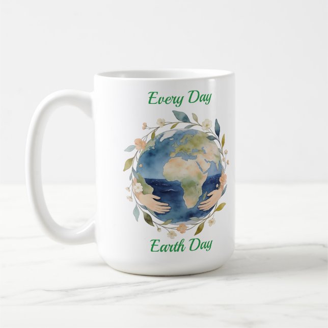 Mug Every Day Earth Day Floral Globe With Hands (Gauche)