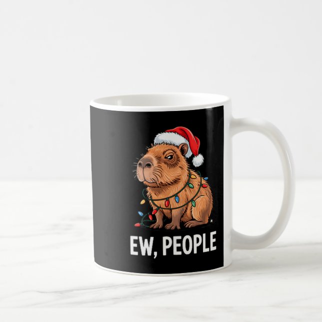 Mug Ew People Capybara Christmas Lights Funny Introver (Droite)