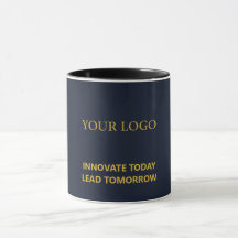 Mug exécutif moderne bleu marine et or