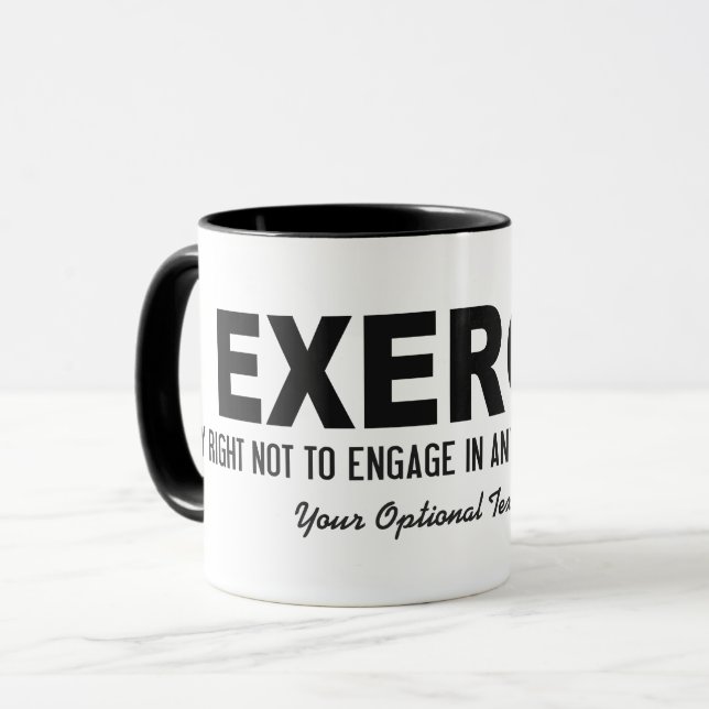 Mug Exercice amusant taches de texte personnalisées (Devant gauche)