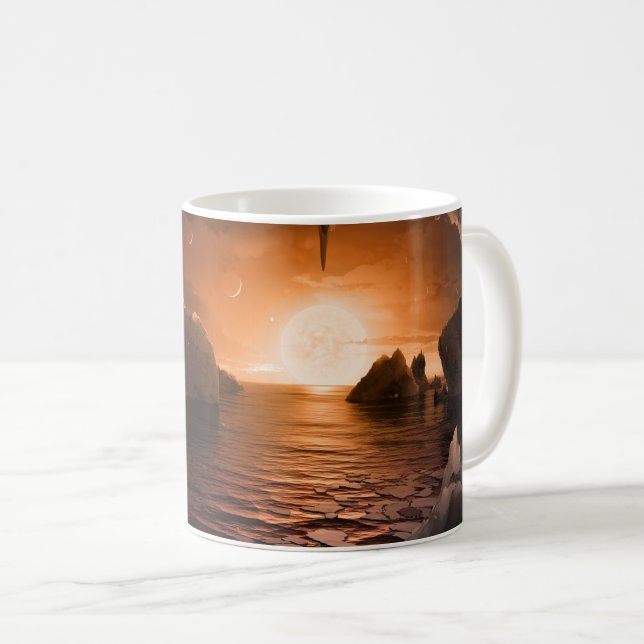 Mug Exoplanet Trappist-1f De Son Côté Nocturne Icy. (Devant droit)
