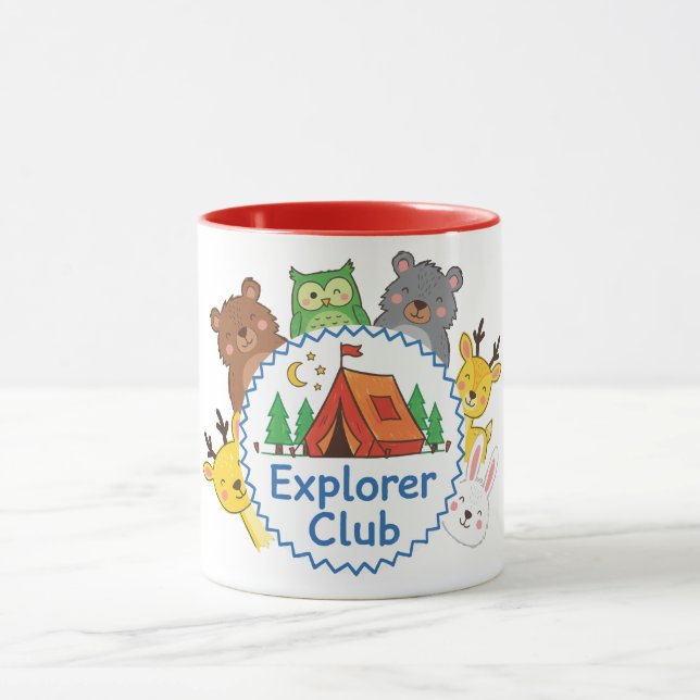 Mug Explorer Club Kids Camping Animal Art (Centre)