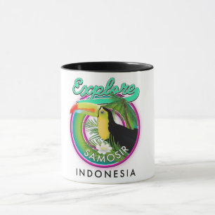 Mug explorer Samosir indonésie logo de voyage