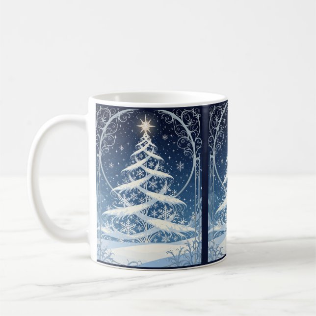 Mug Exquisite Ornate Christmas Yule Tree (Gauche)