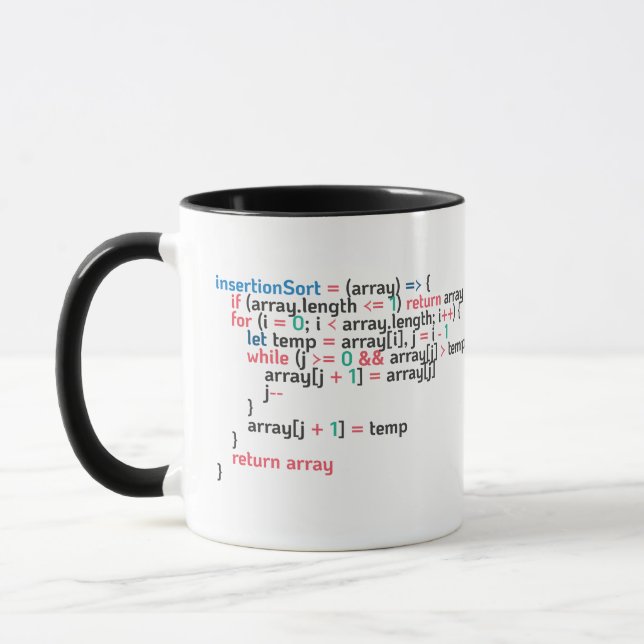 Mug Extrait de code de programmation de tri d'insertio (Gauche)