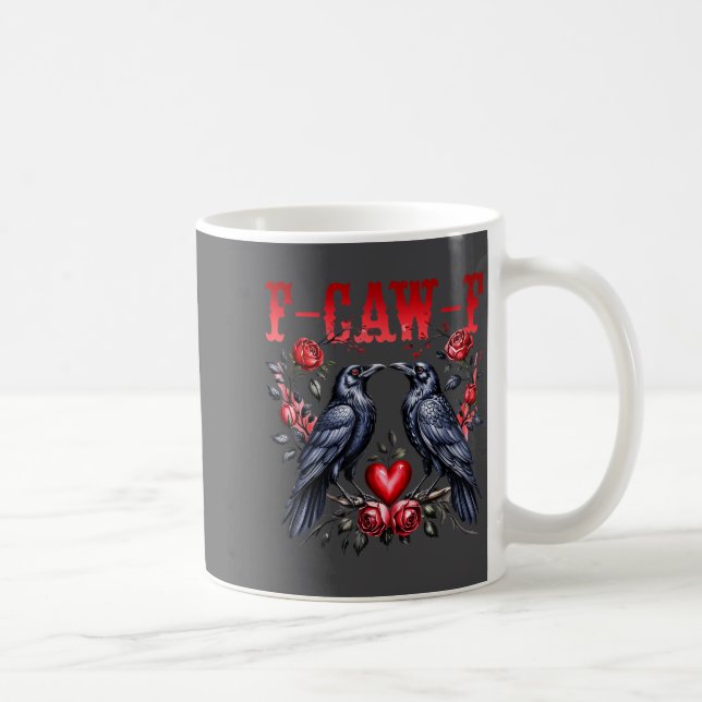 Mug F-caw-f Black Crow Black Bird Roses Heart Funny Va (Droite)