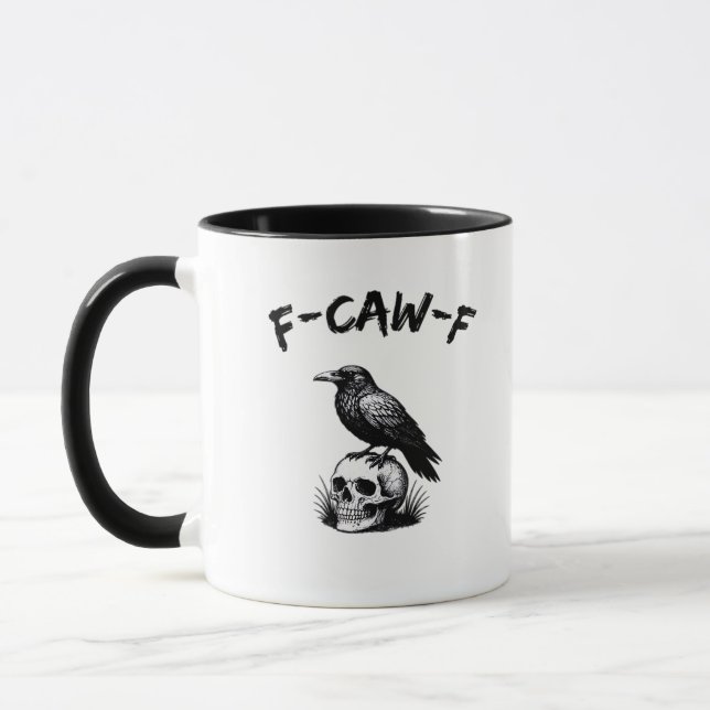Mug F-Caw-F Halloween Raven Skull Gothic Humor Funny C (Gauche)
