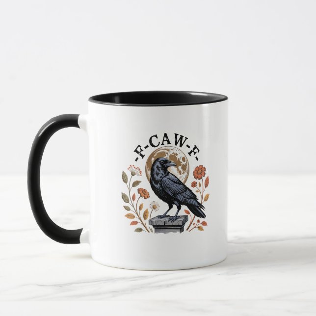 Mug F-Caw-F Raven Moon Gothic Halloween Crow Bird Love (Gauche)