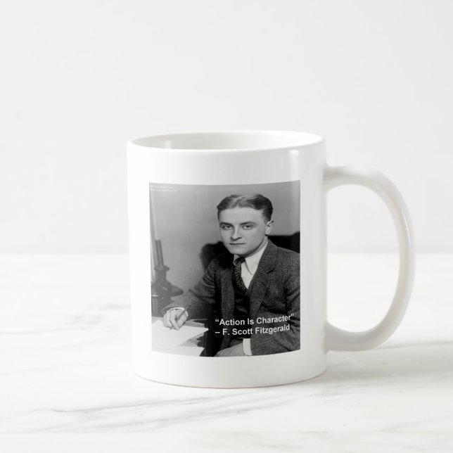 Mug F Scott Fitzgerald Cadeaux "Action is Character" (Droite)