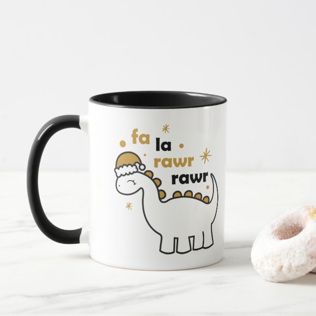 Mug Fa La Rawr Rawr Dinosaur (Avec donut)