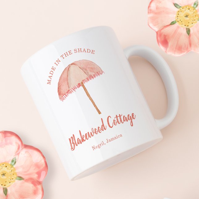 Mug Fabriqué dans l'ombre rose aquarelle parasol de pl (Créateur téléchargé)