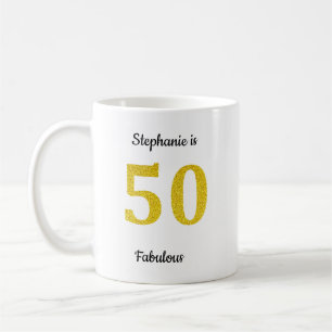 Mug Fabuleux 50e anniversaire Parties scintillant d'or