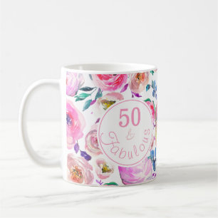 Mug Fabulous 50e anniversaire Pink Purple Roses Peonie